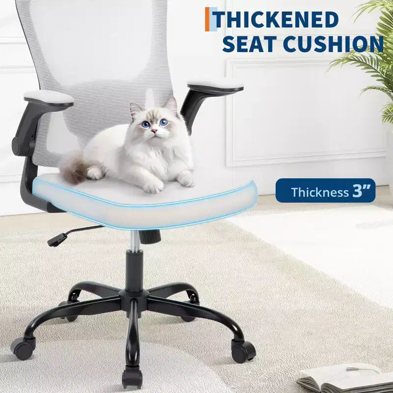 Chaise de bureau ergonomique, Chaise de bureau avec support lombaire réglable, accoudoirs relevables, chaise d'ordinateur en maille, chaise de bureau pivotante à roulettes pour gamer