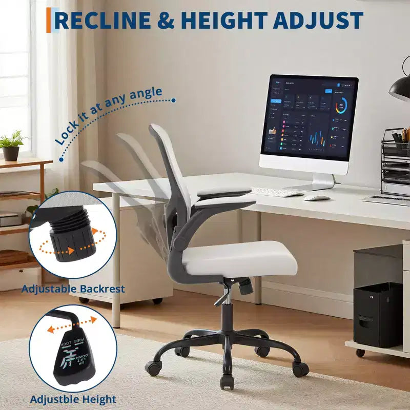 Chaise de bureau ergonomique, Chaise de bureau avec support lombaire réglable, accoudoirs relevables, chaise d'ordinateur en maille, chaise de bureau pivotante à roulettes pour gamer