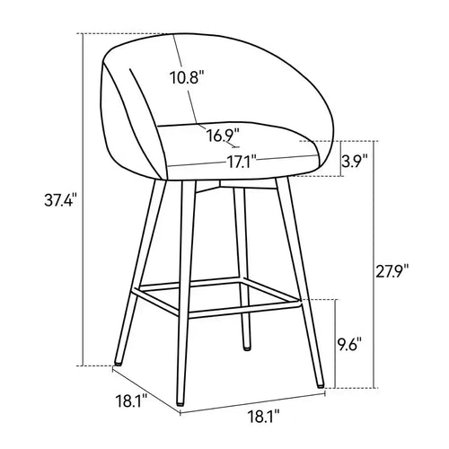 27.9 Tabourets de bar pivotants à hauteur de comptoir avec dossier capitonné, style ferme moderne pour cuisine