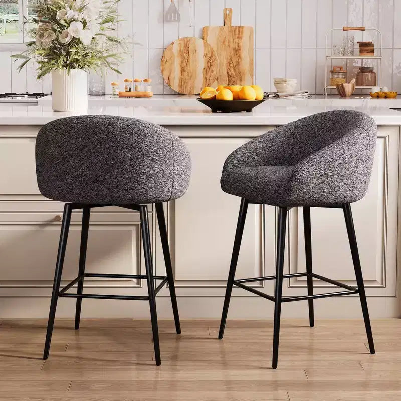Dyonery 27.9 Counter Height Swivel Bar Stools with Back Tufted Modern Farmhouse Kitchen Stools