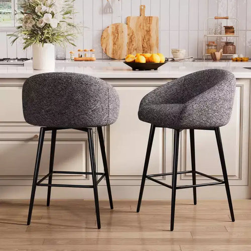 Dyonery 27.9 Counter Height Swivel Bar Stools with Back Tufted Modern Farmhouse Kitchen Stools