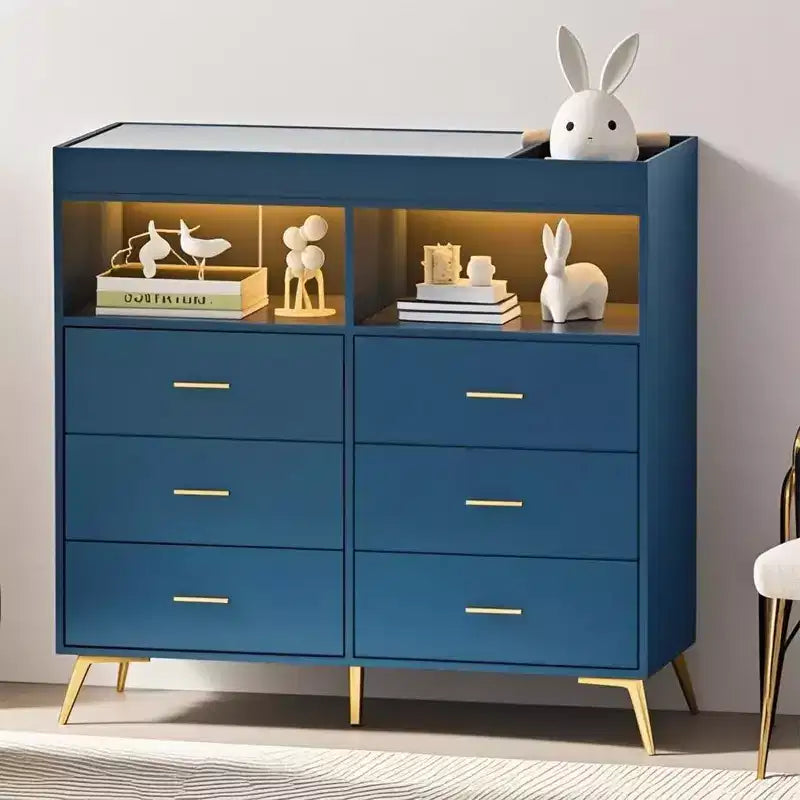 Commode à langer avec tiroirs pour bébé avec table à langer, prise de courant, lumière LED et pieds en métal