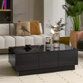 Extendable Rectangular Cocktail Table with 4 Drawers Hidden Storage & Sliding UV High-Gloss Top