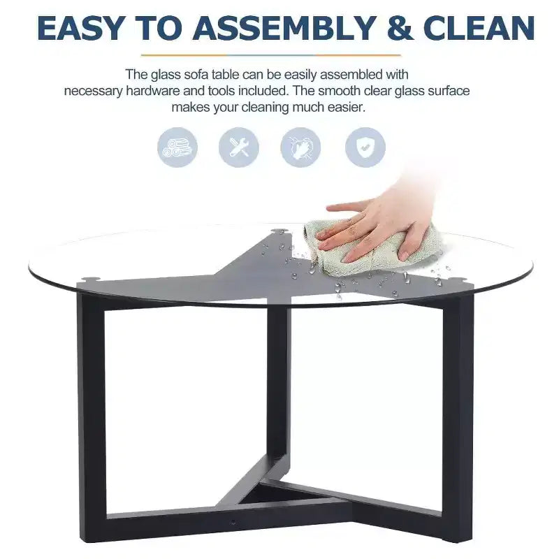 Table basse ronde en verre de style moderne