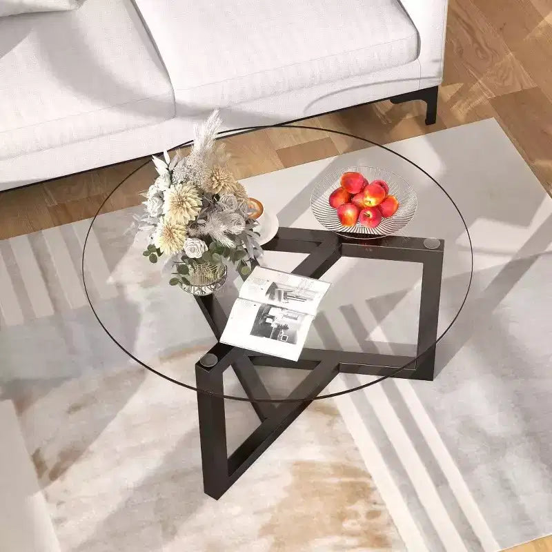 Table basse ronde en verre de style moderne