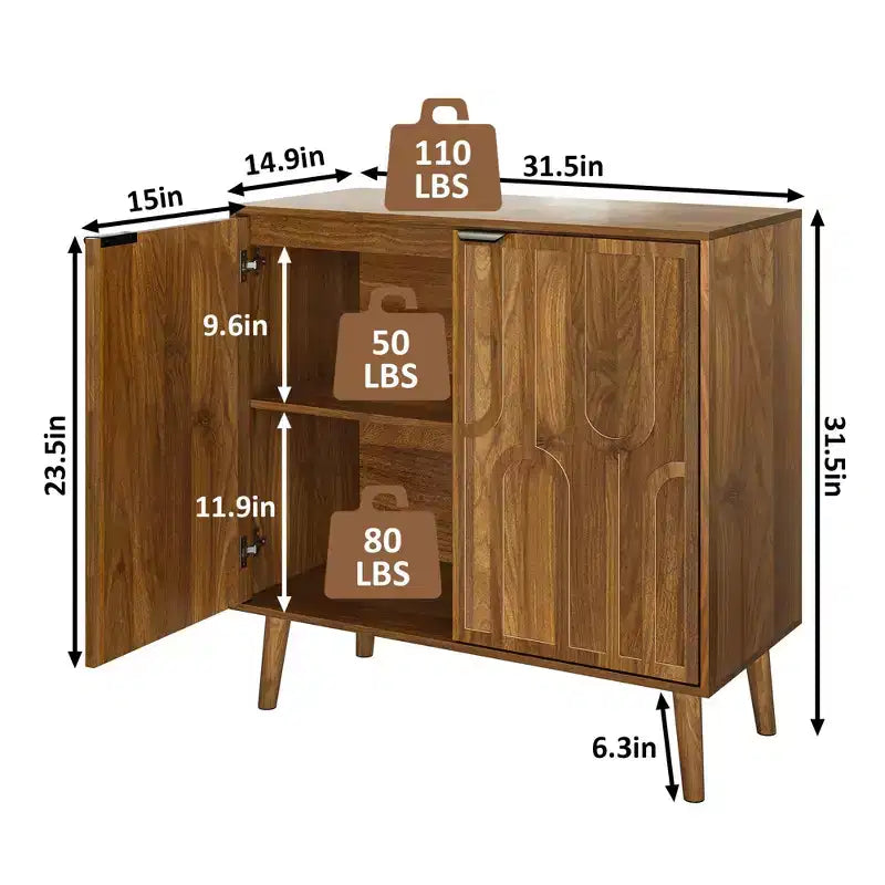 Buffet de salle à manger avec rangement Buffet de ferme avec motif trompe-l'œil Meuble de bar à café en bois pour la cuisine Noyer