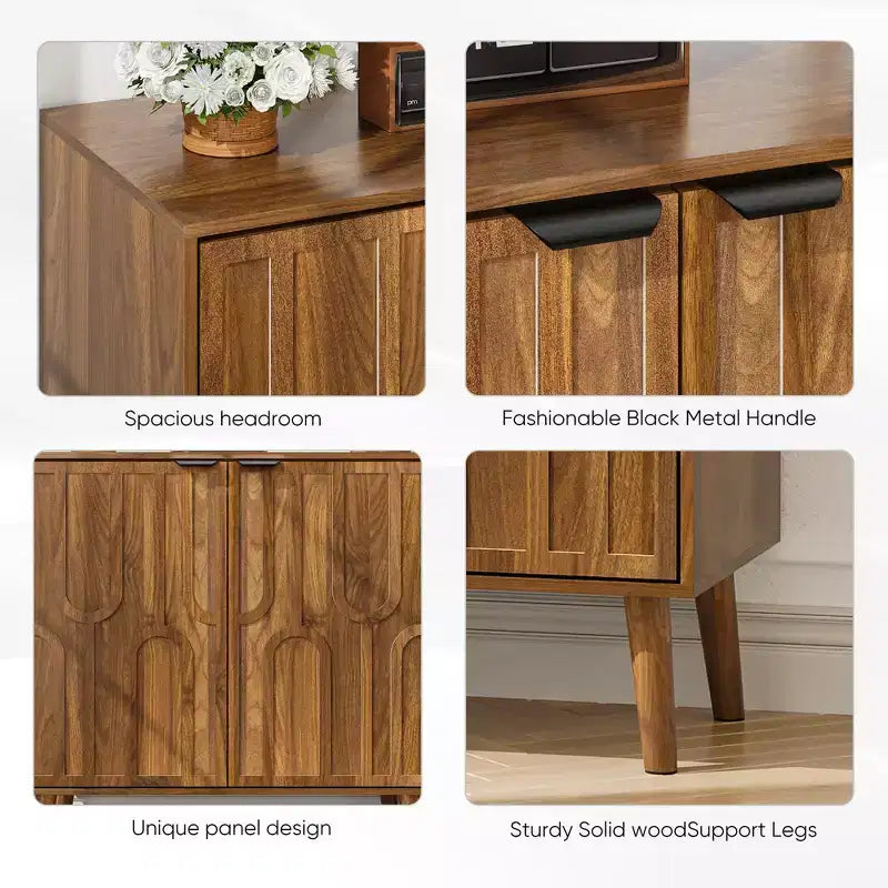 Buffet de salle à manger avec rangement Buffet de ferme avec motif trompe-l'œil Meuble de bar à café en bois pour la cuisine Noyer