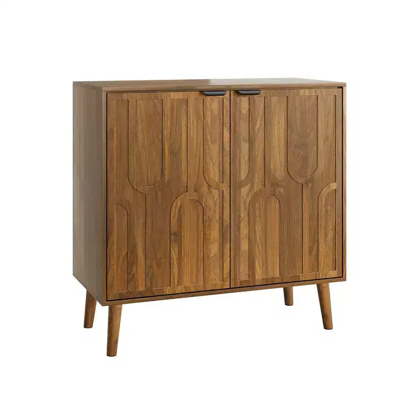Buffet de salle à manger avec rangement Buffet de ferme avec motif trompe-l'œil Meuble de bar à café en bois pour la cuisine Noyer