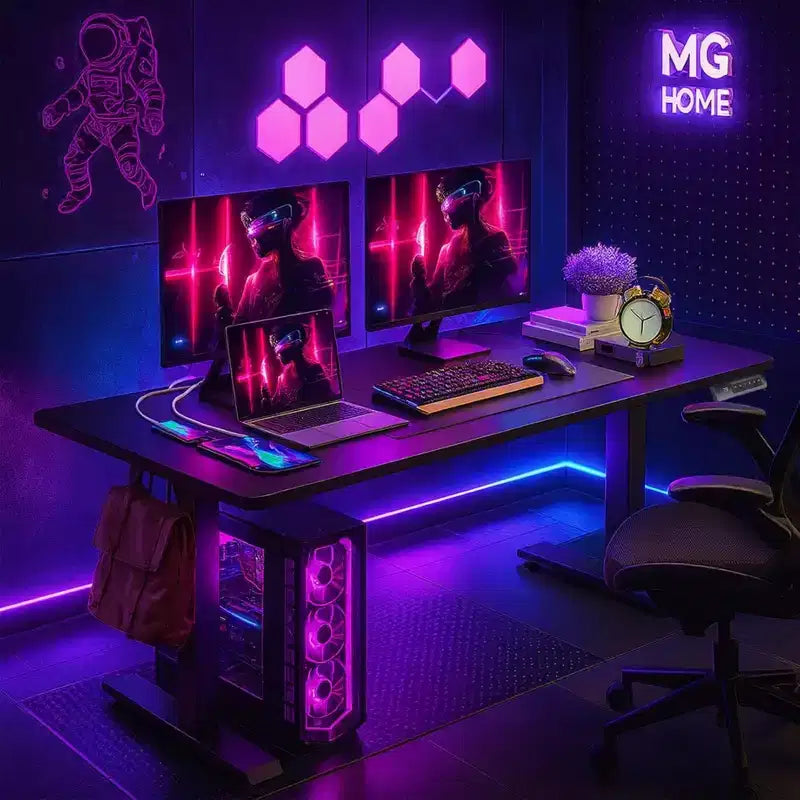 Bureau d'ordinateur mobile debout 48 24 ergonomique avec 4 hauteurs prédéfinies (Roues de 2,5 po de haut en sus)