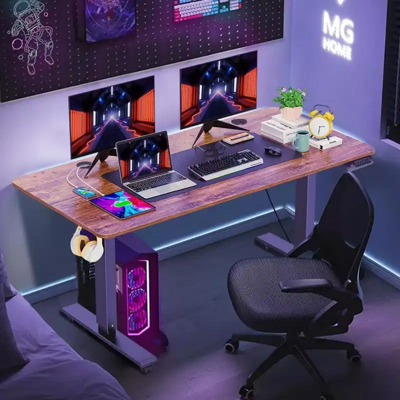 Bureau d'ordinateur mobile debout 48 24 ergonomique avec 4 hauteurs prédéfinies (Roues de 2,5 po de haut en sus)