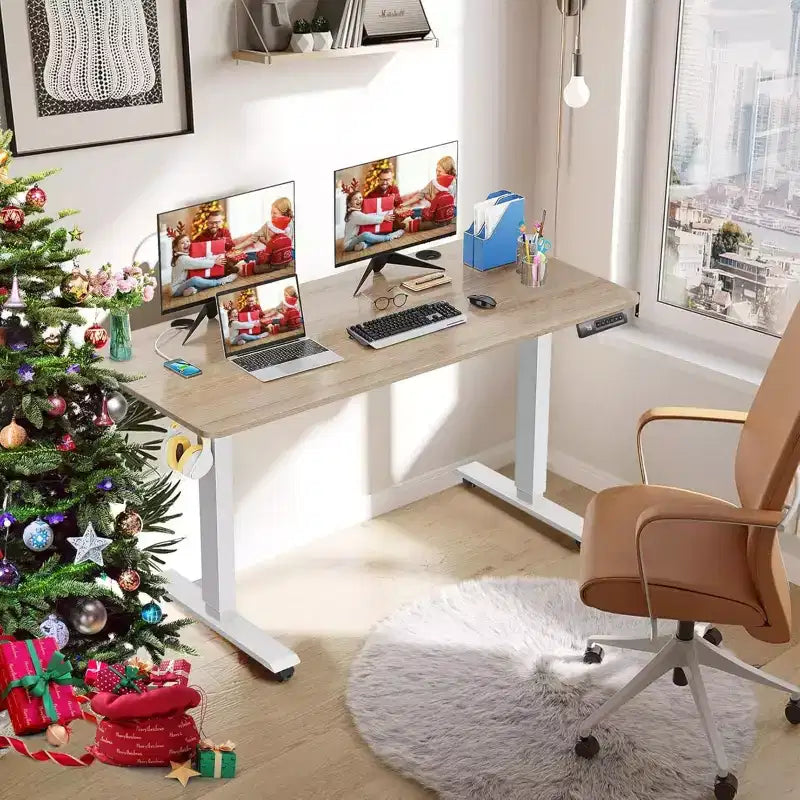 Bureau d'ordinateur mobile debout 48 24 ergonomique avec 4 hauteurs prédéfinies (Roues de 2,5 po de haut en sus)