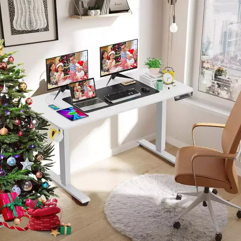 Bureau d'ordinateur mobile debout 48 24 ergonomique avec 4 hauteurs prédéfinies (Roues de 2,5 po de haut en sus)