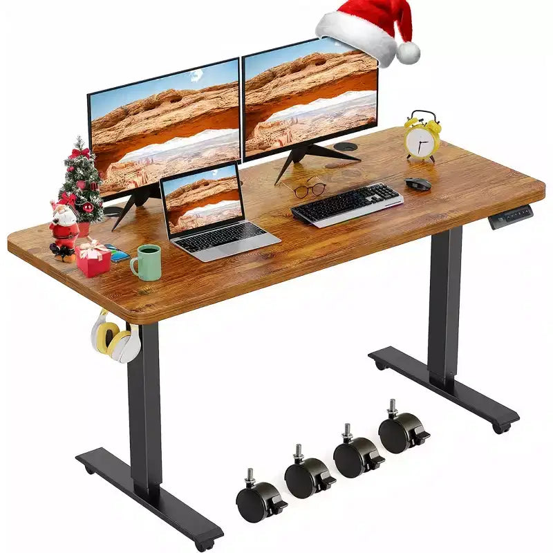 Bureau d'ordinateur mobile debout 48 24 ergonomique avec 4 hauteurs prédéfinies (Roues de 2,5 po de haut en sus)