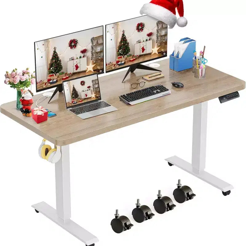 Bureau d'ordinateur mobile debout 48 24 ergonomique avec 4 hauteurs prédéfinies (Roues de 2,5 po de haut en sus)