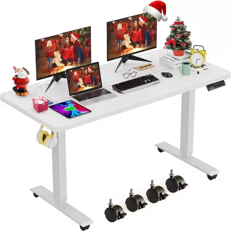 Bureau d'ordinateur mobile debout 48 24 ergonomique avec 4 hauteurs prédéfinies (Roues de 2,5 po de haut en sus)