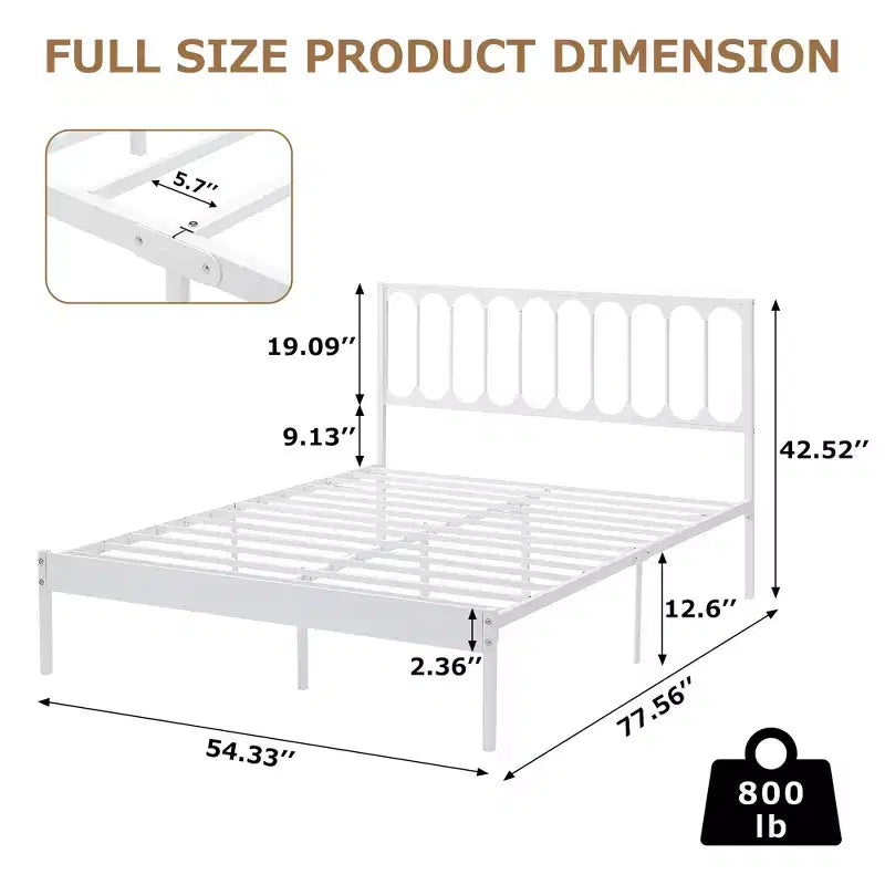 Cadre de lit plateforme pleine grandeur en métal avec tête de lit Espace de rangement de 32 cm en dessous Pas besoin de sommier Tapisserie noire silencieuse