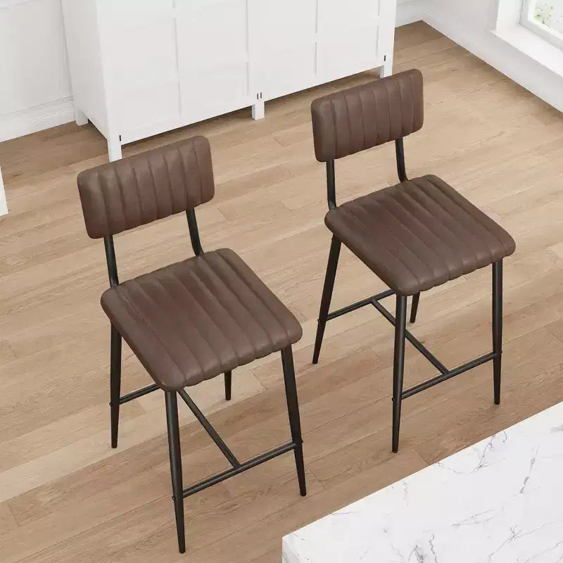 Lot de 2 tabourets de bar à hauteur de comptoir, tabourets de cuisine rembourrés avec dossier et repose-pieds, tabourets de bar en similicuir pour îlot de cuisine