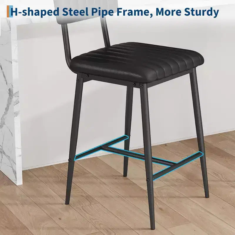 Lot de 2 tabourets de bar à hauteur de comptoir, tabourets de cuisine rembourrés avec dossier et repose-pieds, tabourets de bar en similicuir pour îlot de cuisine