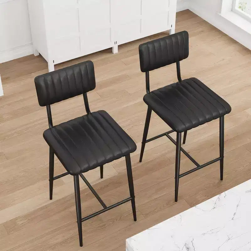 Lot de 2 tabourets de bar à hauteur de comptoir, tabourets de cuisine rembourrés avec dossier et repose-pieds, tabourets de bar en similicuir pour îlot de cuisine
