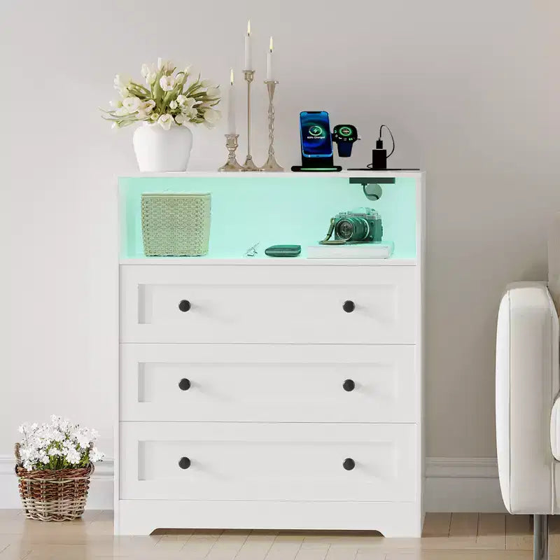 Petite coiffeuse à trois tiroirs, coiffeuse en bois, armoire de chambre/table de chevet, commode moderne en bois convenant au salon.