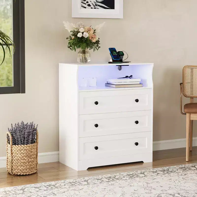 Petite coiffeuse à trois tiroirs, coiffeuse en bois, armoire de chambre/table de chevet, commode moderne en bois convenant au salon.