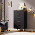 Modern grooved five-drawer tall bedroom wardrobe 48-inch high drawer cabinet deep storage with wide top suitable for living room hallway black