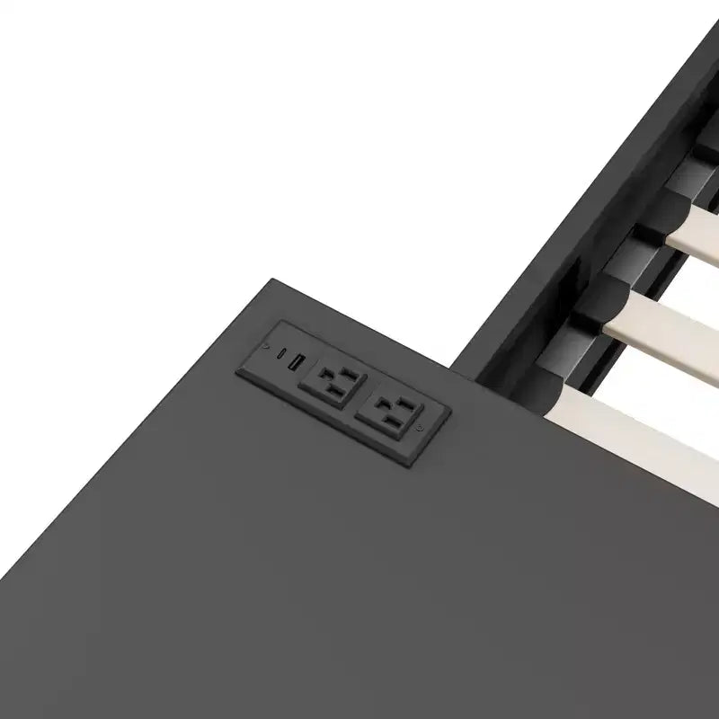 Lit de jeu double/complet avec bureau et tête de lit LED Lit de jeu en métal avec tiroirs de rangement pour enfants et adultes Noir