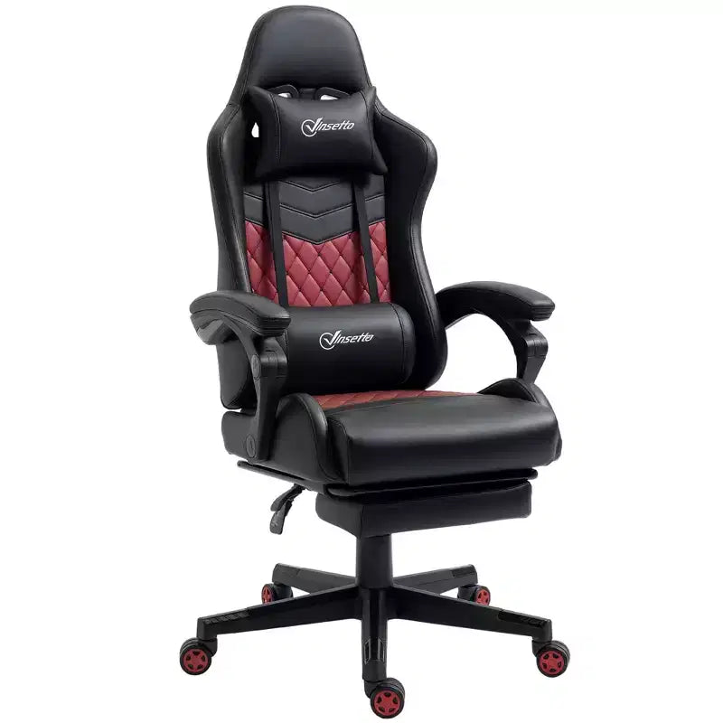 Racing Gaming Chair Diamond PU Leather Office Gamer Chair High Back Swivel Recliner with Footrest Lumbar Support Adjustable Height