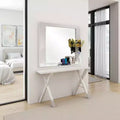 Royal Hampton Dresser Mirror 46 Inch Glossy White Lacquer Solid Wood Frame