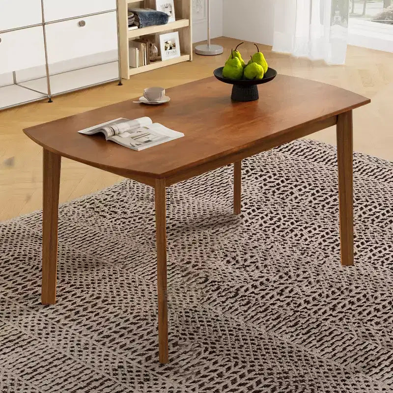 47 Mid-Century Modern Dining Table Solid Rubber Wood Legs Oval Curved Top for 4 Kitchen/Dining Room Table Brown - ModernLuxe