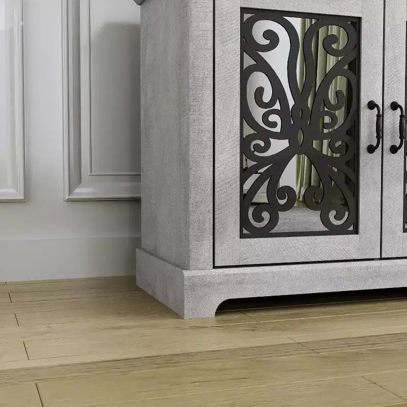 Meuble TV traditionnel avec portes miroir