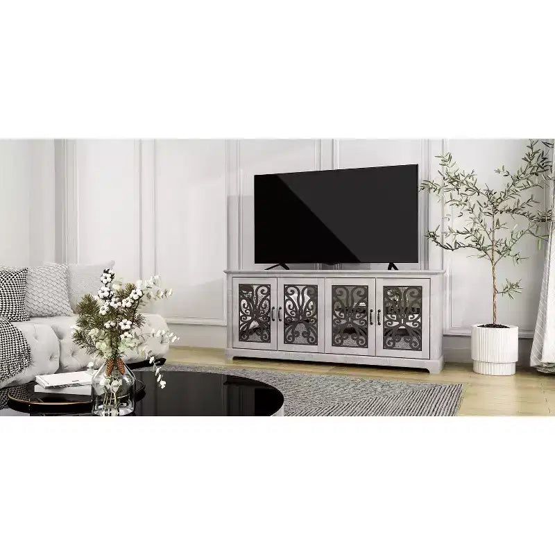 Meuble TV traditionnel avec portes miroir