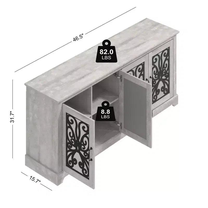 Meuble TV traditionnel avec portes miroir