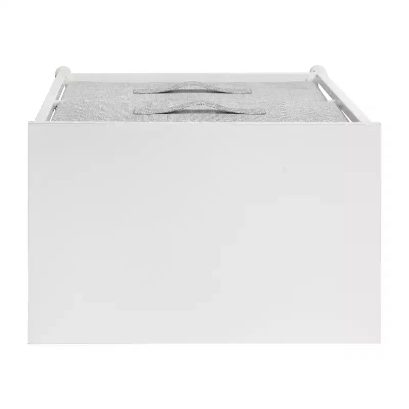 Meuble de rangement Oliver à 2 tiroirs avec plateau en bois et tiroirs en tissu foncé