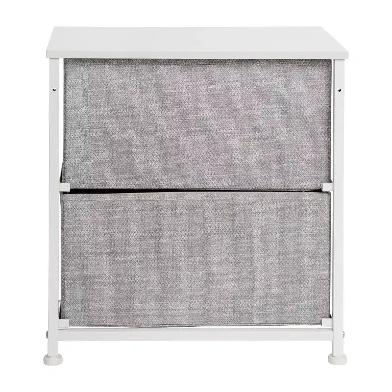 Meuble de rangement Oliver à 2 tiroirs avec plateau en bois et tiroirs en tissu foncé