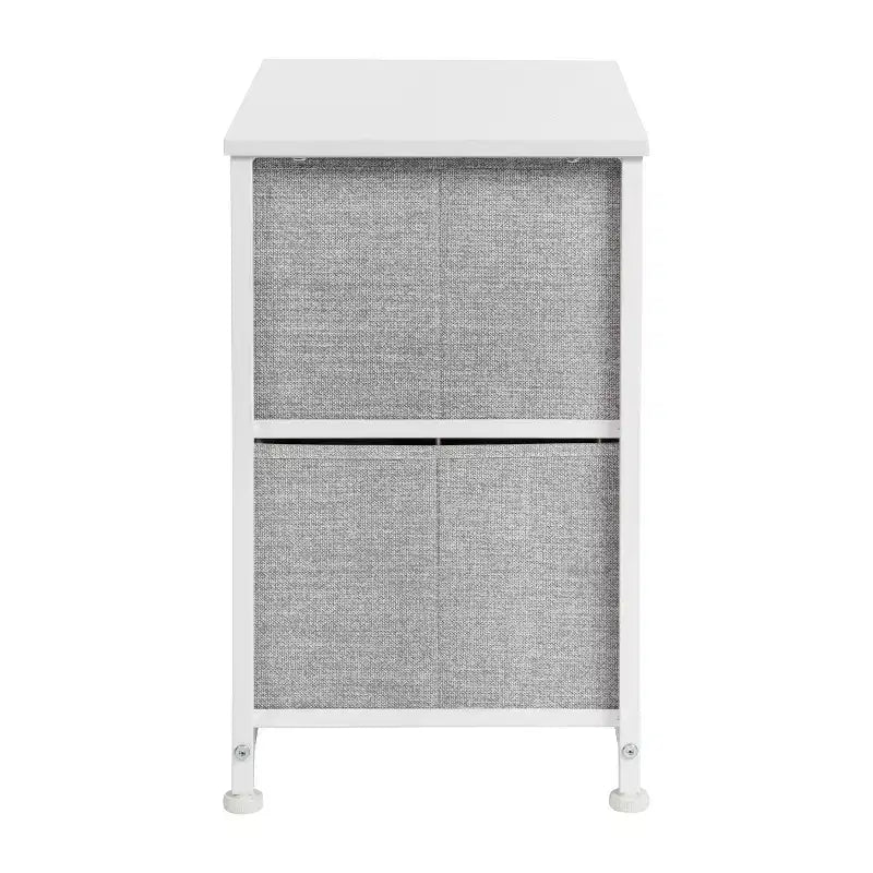 Meuble de rangement Oliver à 2 tiroirs avec plateau en bois et tiroirs en tissu foncé