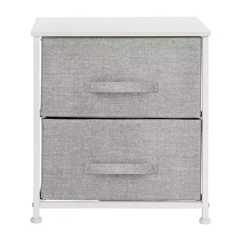 Meuble de rangement Oliver à 2 tiroirs avec plateau en bois et tiroirs en tissu foncé