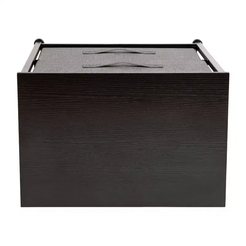 Meuble de rangement Oliver à 2 tiroirs avec plateau en bois et tiroirs en tissu foncé