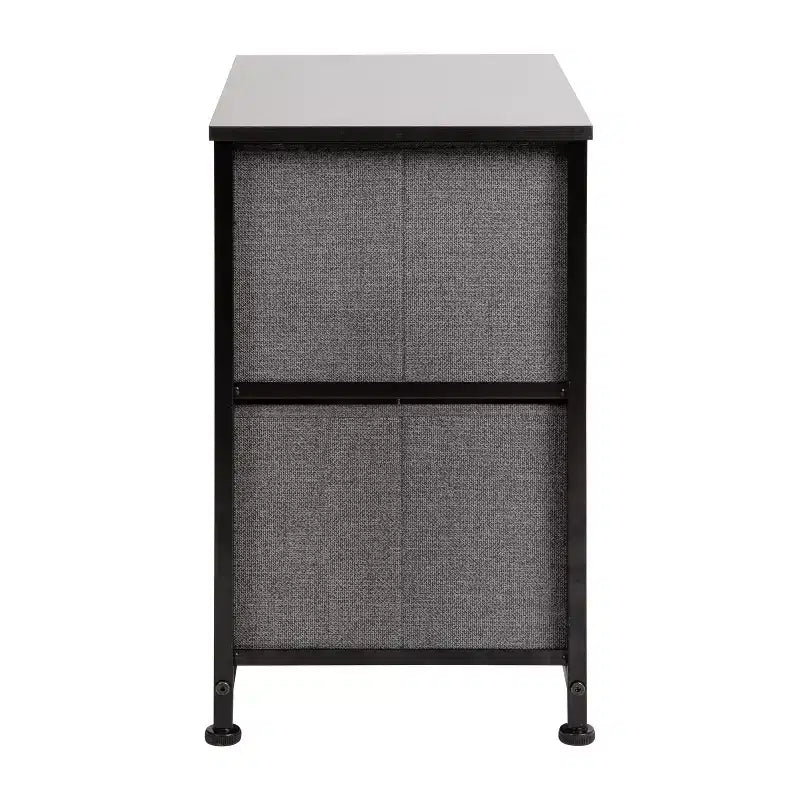 Meuble de rangement Oliver à 2 tiroirs avec plateau en bois et tiroirs en tissu foncé
